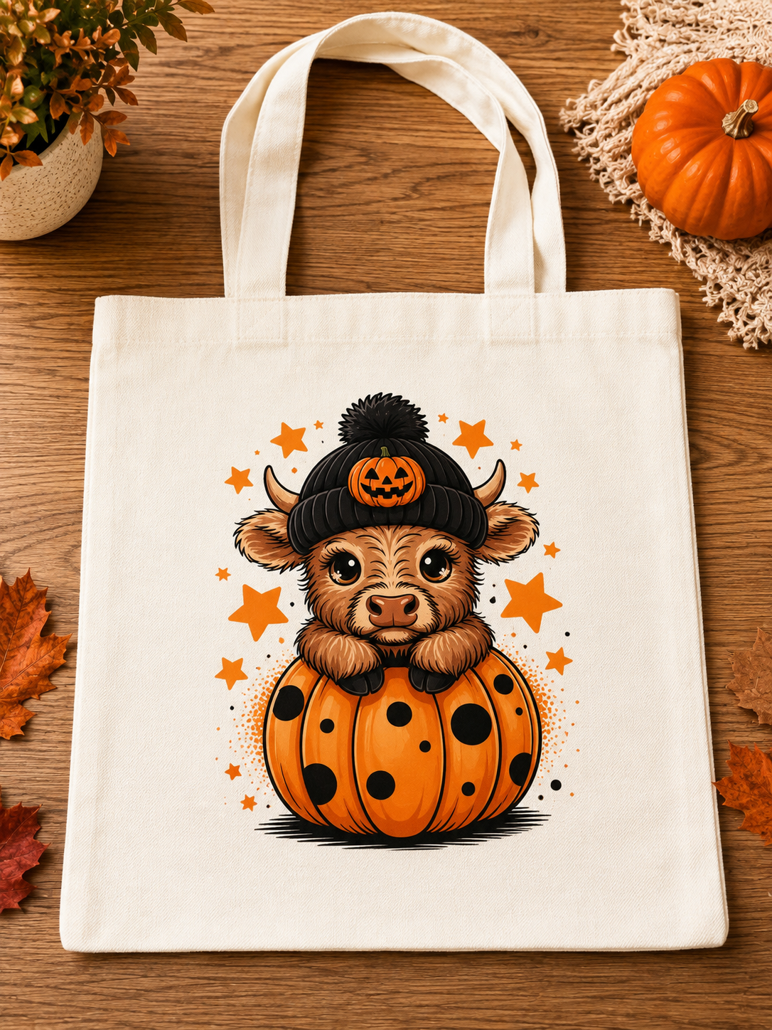Halloween Highland Cow Tote